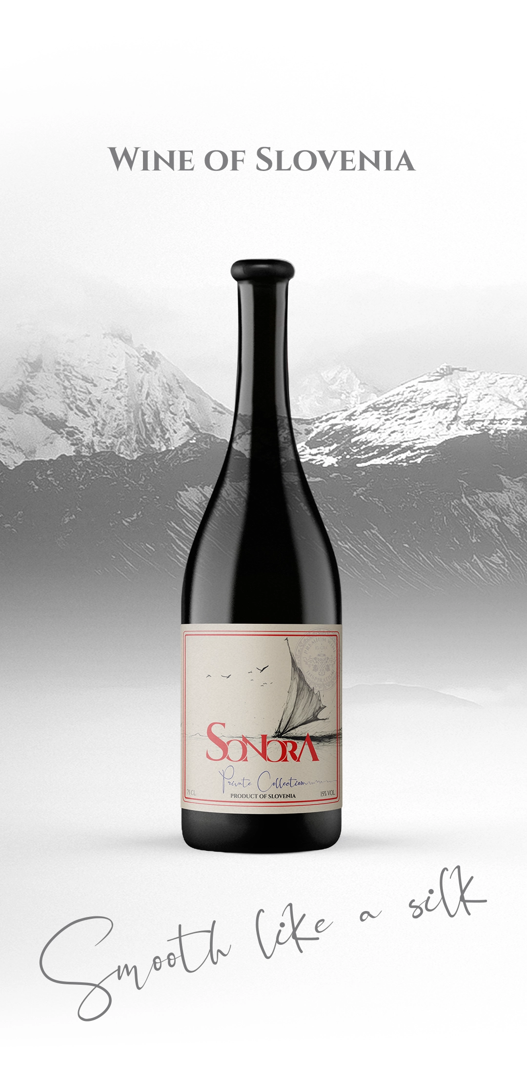 Close-up of a Sonora premium wine bottle